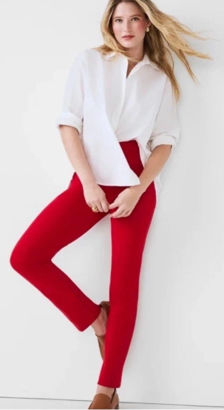 SPANX On-the-Go Ankle Slim Straight Pull-On Pants True Red Size Small NWT 20365R